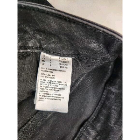 Sz 4 American Eagle Jeans Black Super High Rise Jeggings Distressed Knees Womens - Picture 7 of 8